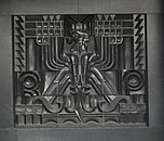 Polish eagle basalt relief on the building of the Ministry of Infrastructure (by Rudolf Świerczyński, 1931) in Warsaw