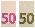 OVI-Effekt auf der 50-Euro-Banknote (ES1)