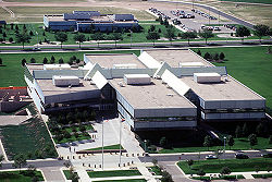 Peterson SFB's Hartinger Building which is the headquarters of Space Operations Command and United States Space Command.