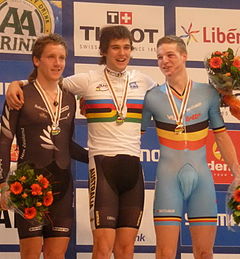 Bei der Bahn-WM 2011 errang Michael Freiberg (M.) Gold