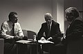Prime Minister Tony Blair and President Bill Clinton in a meeting with US National Security Advisor Sandy Berger in Belfast, 1998