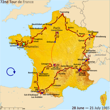 Route of the 1985 Tour de France