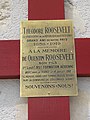 The plaque on the cross for Quentin Roosevelt in Sancy-les-Chemninots.