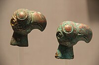 Shajing Culture Bronze Eagle Head Ornaments