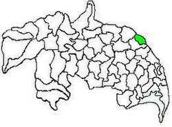 Mandal map of Guntur district showing Tadepalle mandal (in green)