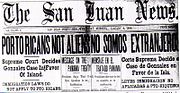 Cover of The San Juan News announcing the Supreme Court decision in the Isabel González case of 1904.