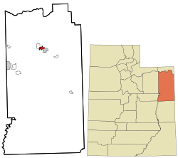 Location within Uintah County and Utah