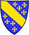 Wappenbild des adligen Geschlechts von Ehrenberg, die vermutlich die Ehrenburg Anfang des 12. Jhs. erbaut hatten. Im Votivkreuz-Wappen Geviert 2 und 3