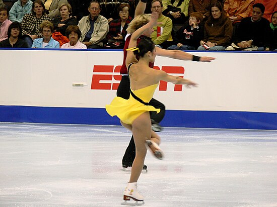 Japanese-American figure skater Rena Inoue wearing a mini-skirt