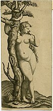 F. Best after Marcantonio Raimondi, Adam and Eve, 19th century, engraving, [https://www.nga.gov/research/library/imagecollections.html Department of Image Collections, National Gallery of Art Library, Washington, DC
