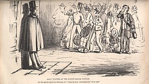 Contemporary news illustration. The caption reads "Agar waiting at the London Bridge Station. For the agreed signal for Burgess, who 'wipes his face', intimating that 'all is right'."