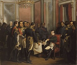 Napoleon signs his abdication at Fontainebleau on 4 April 1814