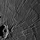 Crater Apollodorus, with the Pantheon Fossae radiating from it.