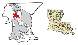 Location of Baker in East Baton Rouge Parish, Louisiana