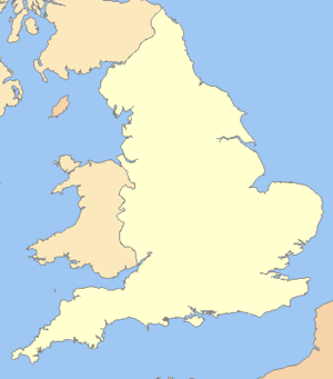 Map of England showing the locations of towns and battles.