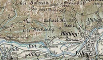 Hötting, Innsbruck West (um 1898–1905, Detail aus Franzisco-Josephinische Landesaufnahme, Blatt 29–47 Innsbruck)