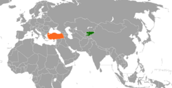 Map indicating locations of Kyrgyzstan and Turkey