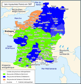 Frankish kingdoms in 587.