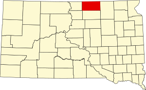 Map of South Dakota highlighting McPherson County