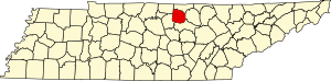 Map of Tennessee highlighting Jackson County