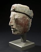 Maya head in stucco, A.D. 550-850