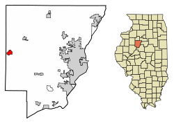 Location of Elmwood in Peoria County, Illinois.