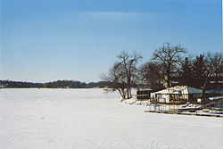 View of Prior Lake during winter