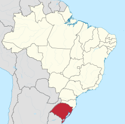 Map of Brazil with Rio Grande do Sul highlighted