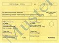 (später durch eine neutrale Fassung ersetzter) Stimmzettel zur Stichwahl der OB-Wahl in Bad Homburg vor der Höhe 2015: Versehentlich enthält der Stimmzettel in der Spalte des Amtsinhabers den Hinweis „Bitte in dieser Spalte ankreuzen“