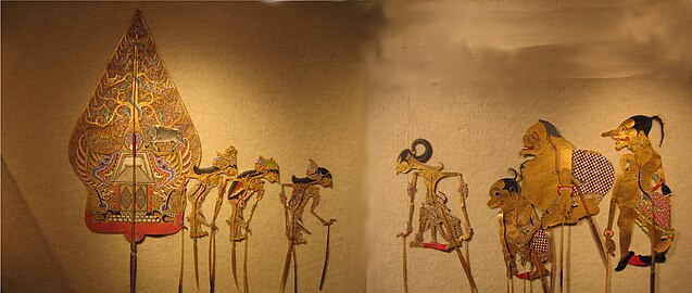 Wayang (shadow puppets) from central Java, a scene from Irawan's Wedding, mid-20th century, University of Hawaii Dept. of Theater and Dance.