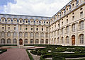 Former abbey of Val-de-Grâce in Paris: view on the cloister and its French formal garden