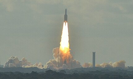 An Ariane 5 lifts off from Kourou on 29 August 2013.