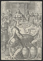 Print about the Wedding at Cana. Made at the end of the 16th century. Preserved in the Ghent University Library.[40]