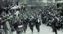 freundlicher Empfang der bulgarische Armee in Strumica, April 1941