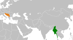 Map indicating locations of Burma and Yugoslavia