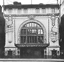 Front of the Eltinge 42nd Street Theatre in 1912. Signs announce the new play Within the Law, which was the theater's first production.
