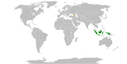 Map indicating locations of Georgia and Indonesia