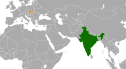 Map indicating locations of India and Slovakia