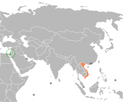Map indicating locations of Israel and Vietnam