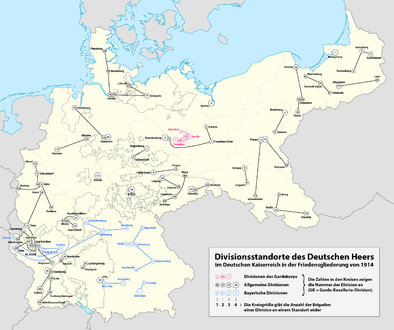 Location of the German divisions 1914