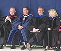 Samuelson at April 2008 BYU Commencement with Elaine S. Dalton, W. Rolfe Kerr, and David A. Bednar.