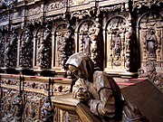 Elaborately carved choir stalls at Buxheim Charterhouse in Bavaria, by Ignaz Waibl