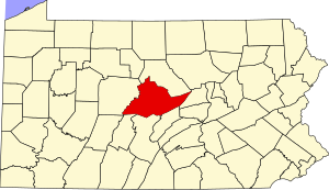 Map of Pennsylvania highlighting Centre County