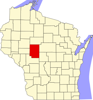 Map of Wisconsin highlighting Clark County