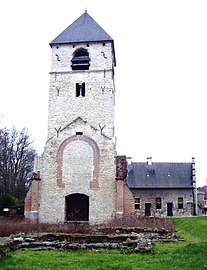 Romanesque tower of the Church of St. Peter and St. Paul in Lower Heembeek