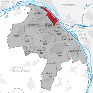 Lage der Neustadt in Mainz