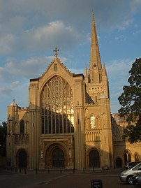 Norwich Cathedral spire and west window