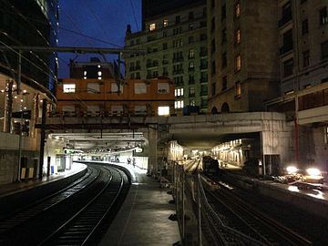 Looking into the new tunnel with the newly laid tracks in January 2015