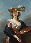 Self-portrait in a Straw Hat Élisabeth Vigée Le Brun painted several self-portraits that were hugely successful in the Paris Salons, and was influential in pioneering an "informal" fashion style at the end of the Ancien Régime. At 22, 1782.[12]