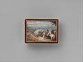 Snuffbox with four maritime scenes; Louis XIV crossing the Rhine in 1672.